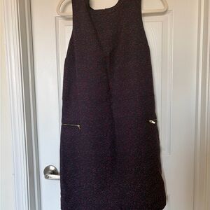 Sleeveless Navy and Red Shift Dress